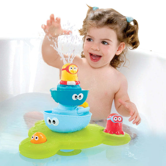 Yookidoo Battery Easy-To-Operate Kids Baby Bath Toy Stack N Spray Tub Fountain