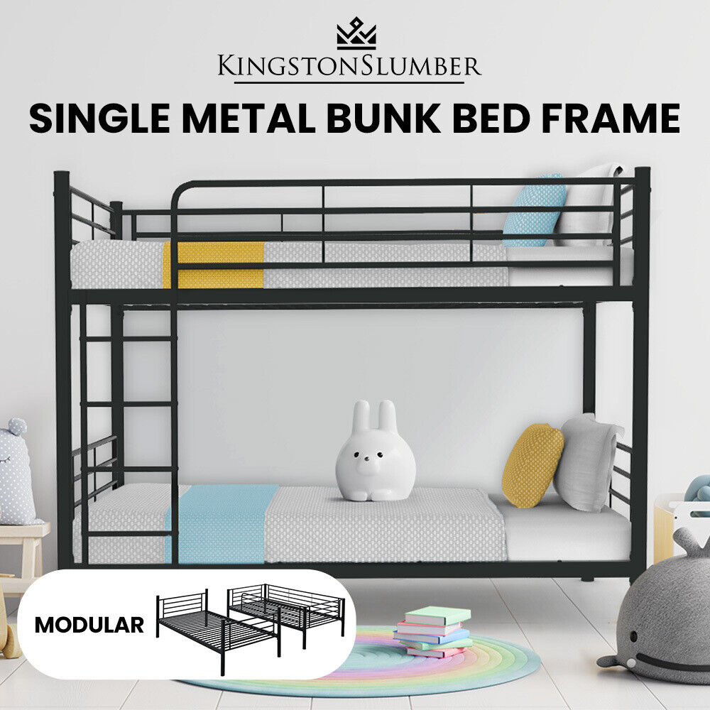 KINGSTON Metal Bunk Bed Frame Single Modular Twin Kids Childrens Furniture 2in1