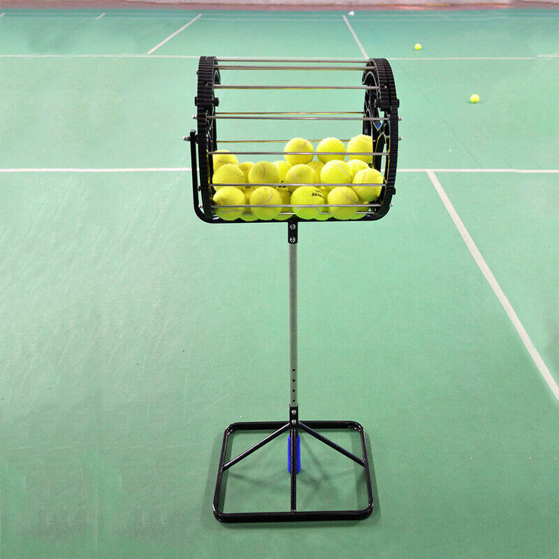 Tennis Balls Retriever Picker Hopper Roller Stand Trainer 80 Balls Storage