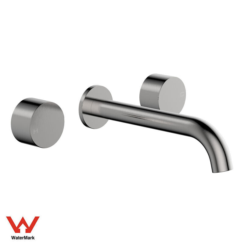 Tana 1/4 Turn C/D Basin / Bath Set Brushed Nickel Quarter Round Spa Wall Tap