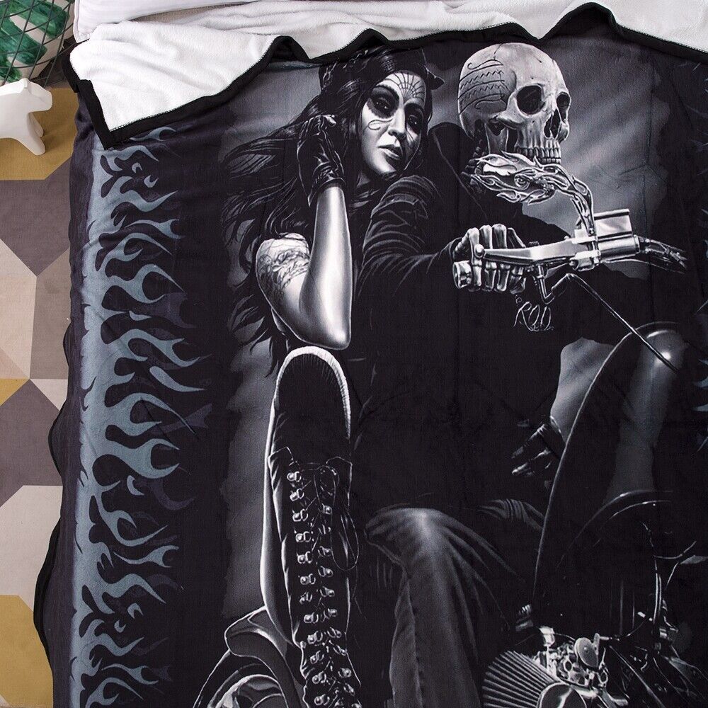 Skull Lover Black 150X200cm Size Blanket Soft Warm Throw Rug Home Decor Bed