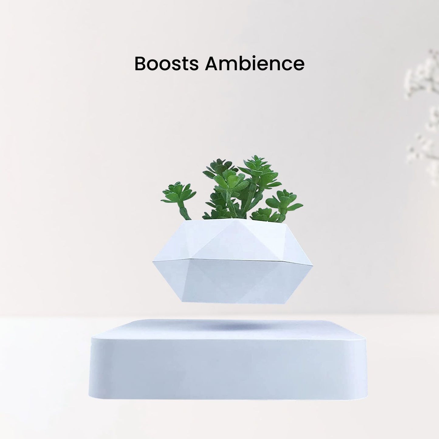 GOMINIMO Magnetic Levitating Plant Pot for Indoor Home Garden White