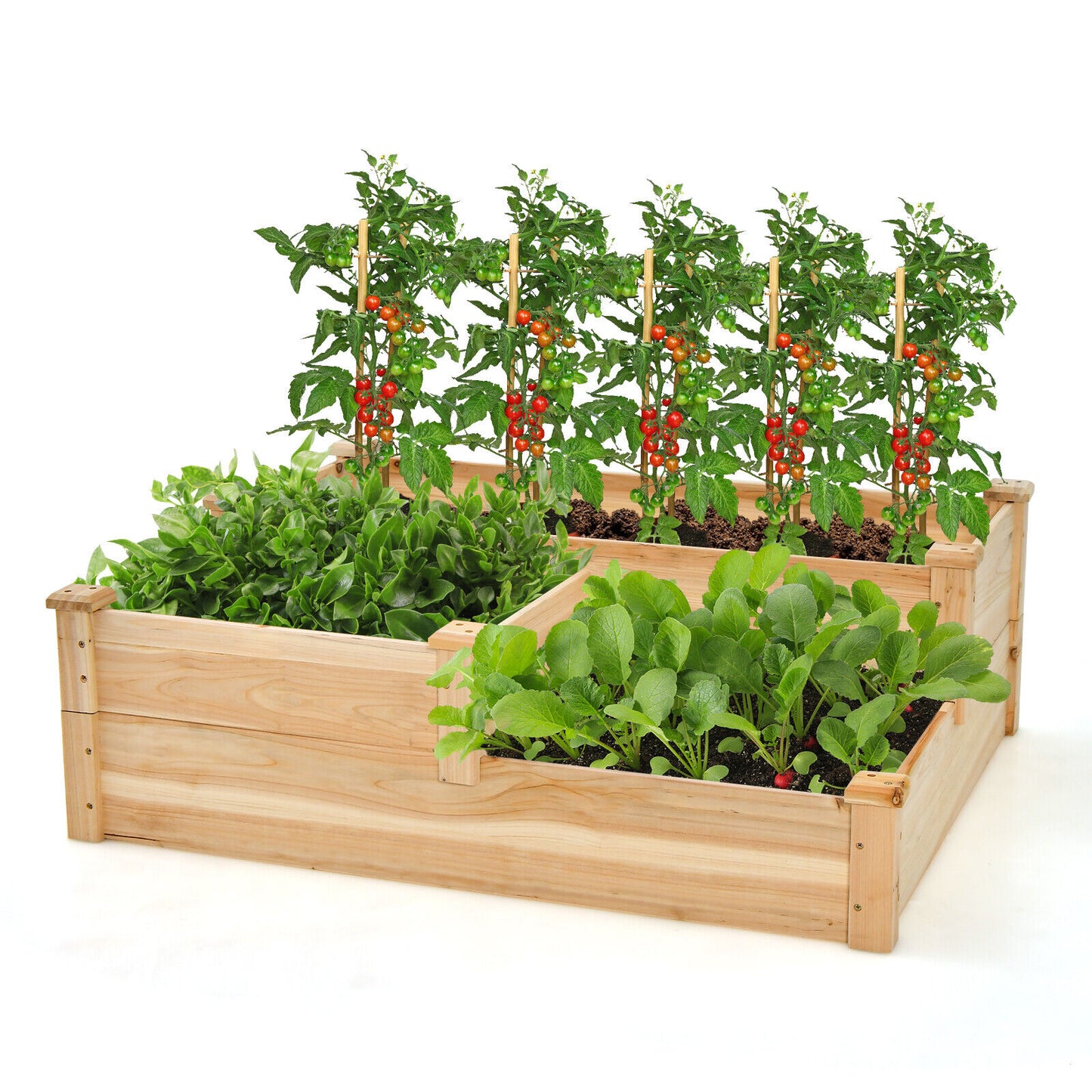 3-Tier Outdoor Raised Garden Bed Vegetable Planter Box for Patio Lawn Backyard