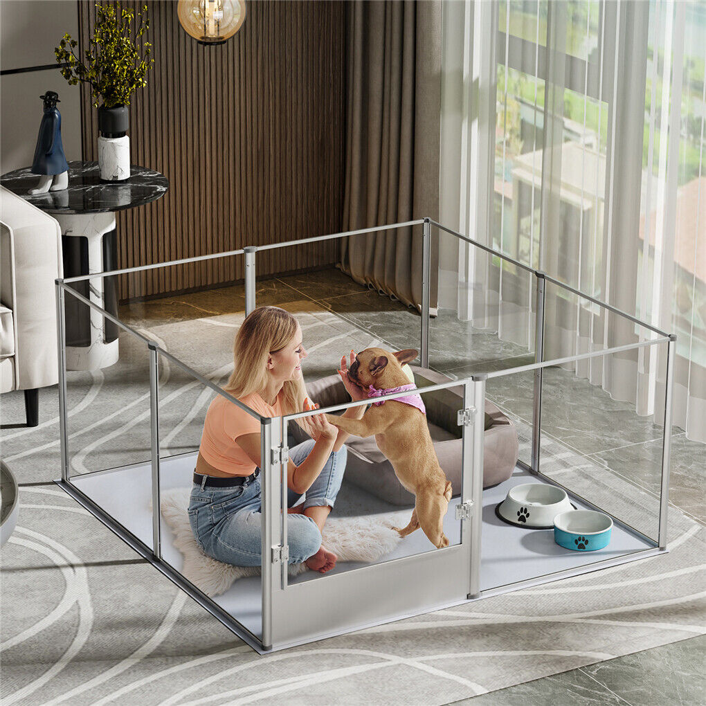 High-toughness Arcrylic Dog Playpen Birth Panels w Aviation Aluminum Frame＆Door