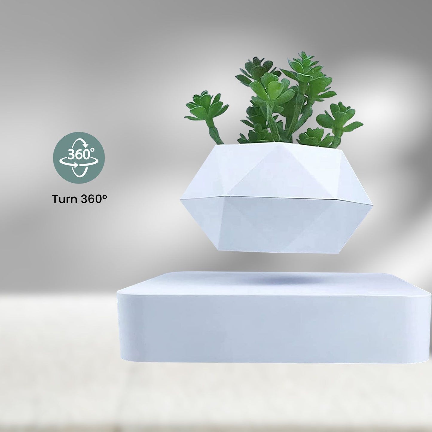 GOMINIMO Magnetic Levitating Plant Pot for Indoor Home Garden White