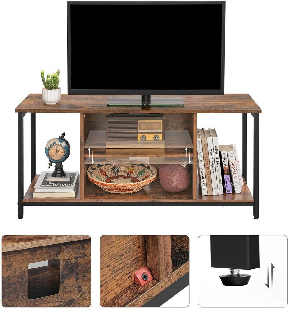 Vasagle TV Cabinet Entertainment Unit with Open Storage 110cm Rustic Brown