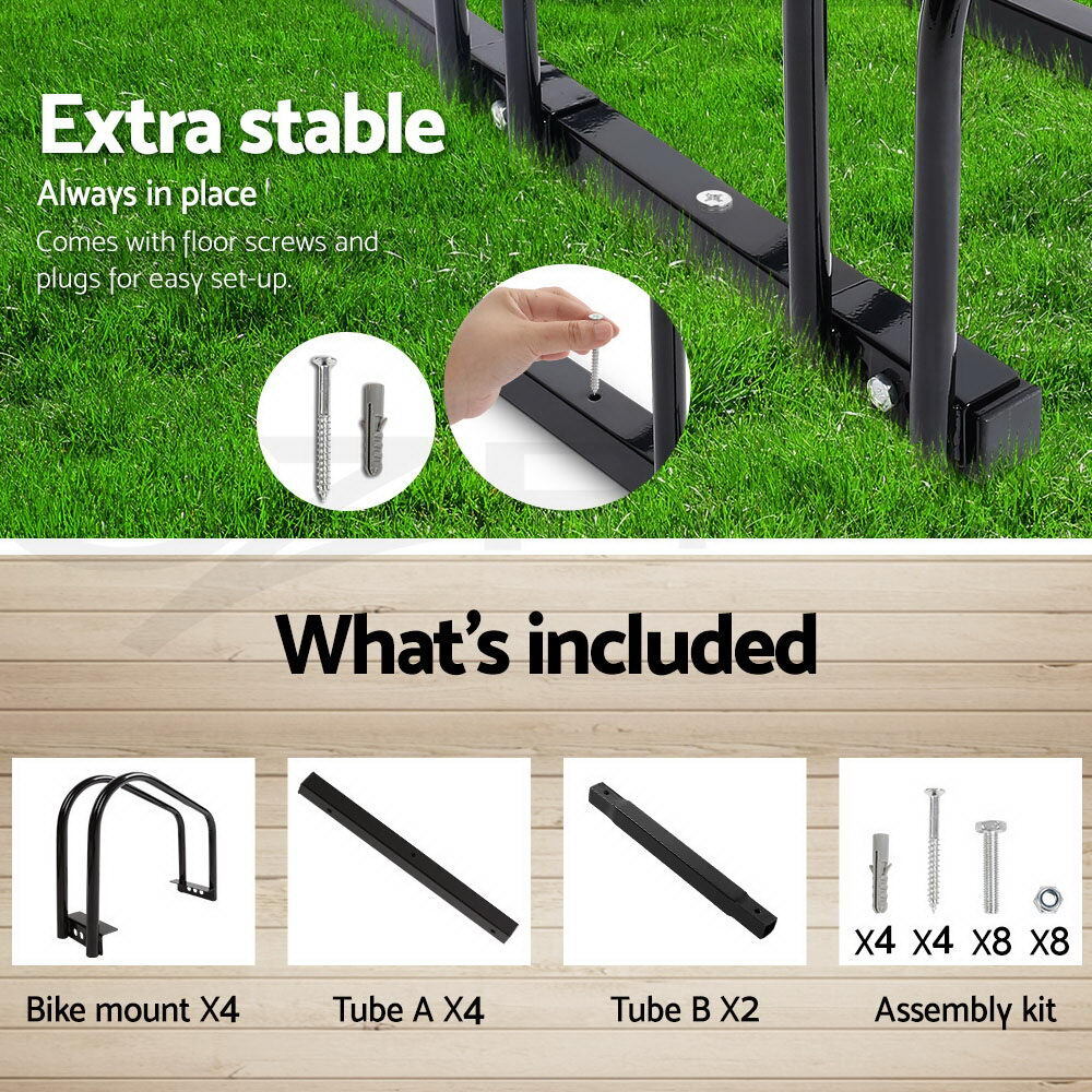 1 – 4 Bike Stand Bicycle Rack Storage Floor Parking Holder Cycling  Portable