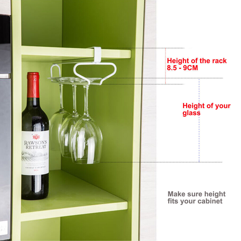 Metal Kitchen Wine Glass Rack Under Cabinet Stemware Hanger Holder Storage