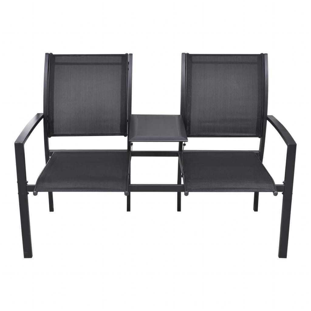 Outdoor Patio Deck Garden 2 Seater Double Seat Chair w/ Drink Coffee Glass Table