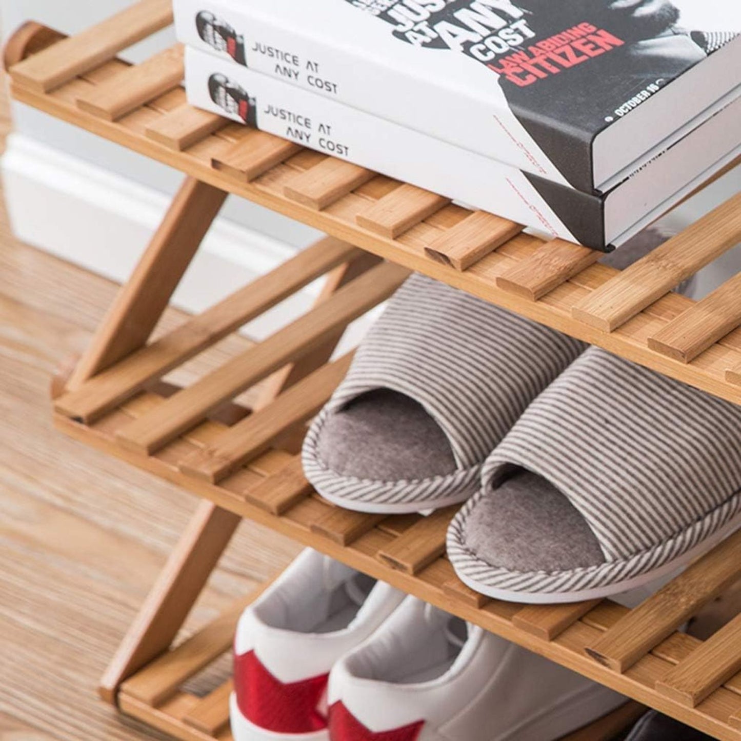 EKKIO 6 Tier Foldable Bamboo Shoe Rack