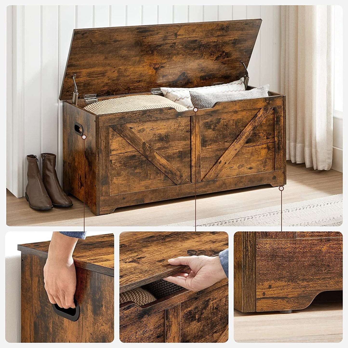 Vasagle Storage Cabinet Toy Chest Shoe Container Box Country House Rustic