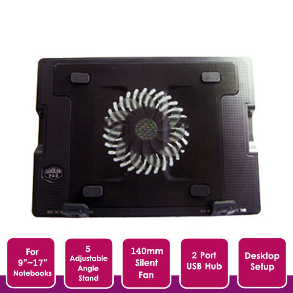 1X  Notebook Laptop Cooling Pad Cooler Fan Stand w/ USB Hub