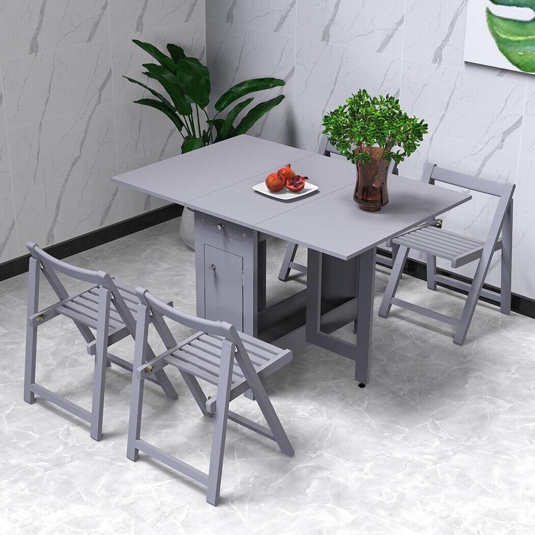 Dining Table and 4 Chairs Set Kitchen Foldable Restaurant Table Home Decor