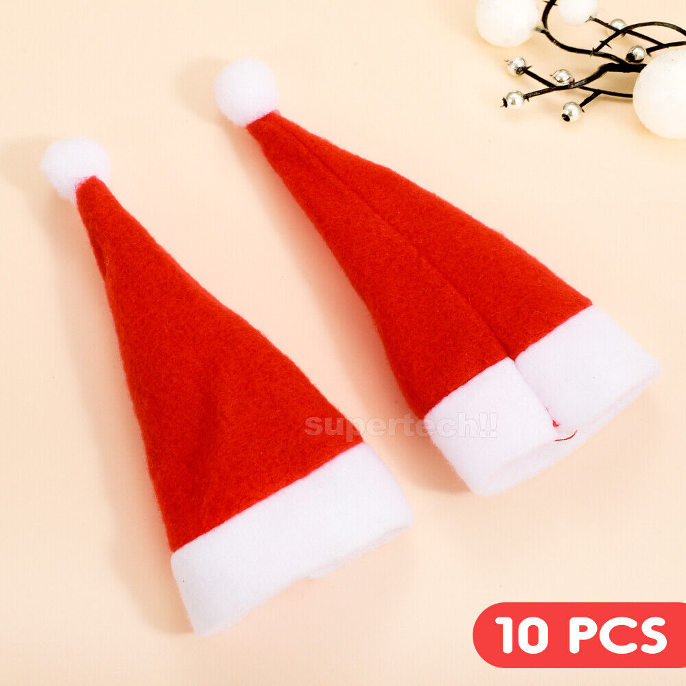 10PCS Red Hat Santa Cutlery Christmas Knife Bag Xmas Fork Holder Xmas Decoration