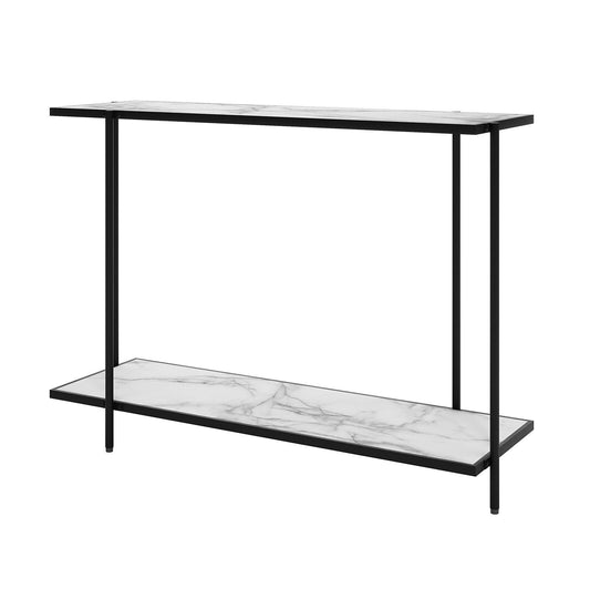 110cm Marble Laminate Console Table Metal Frame Display Storage Hallway Table