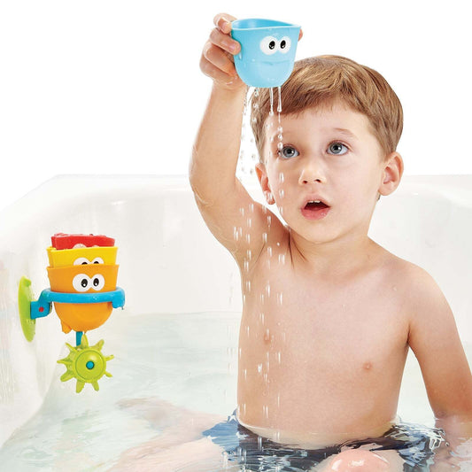 Yookidoo Fill N Spill Action Cups Kids Bath Toy 4 Stackable Bright Coloured Cups