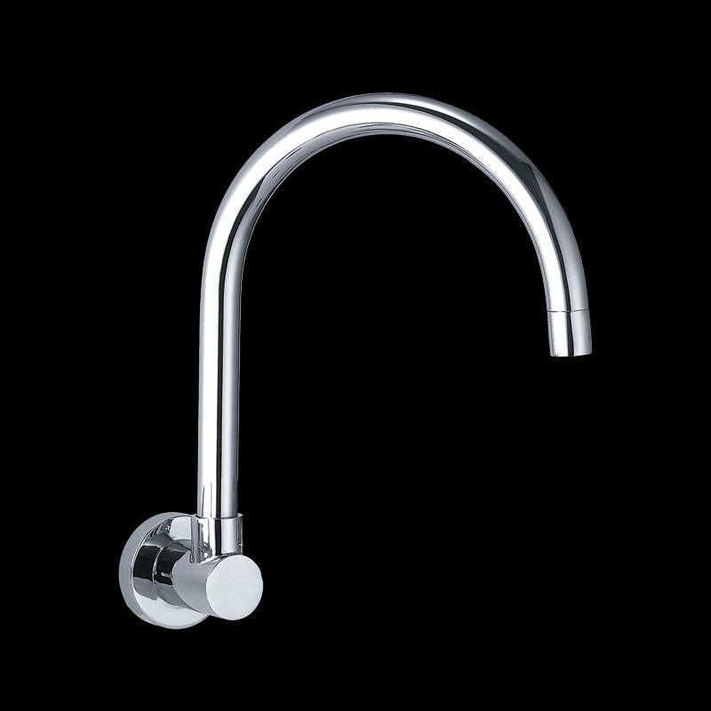 Round Gooseneck Wall Swivel Spout Laundry Kitchen Sink Brass Chrome LNZ06