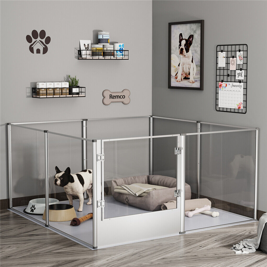 High-toughness Arcrylic Dog Playpen Birth Panels w Aviation Aluminum Frame＆Door