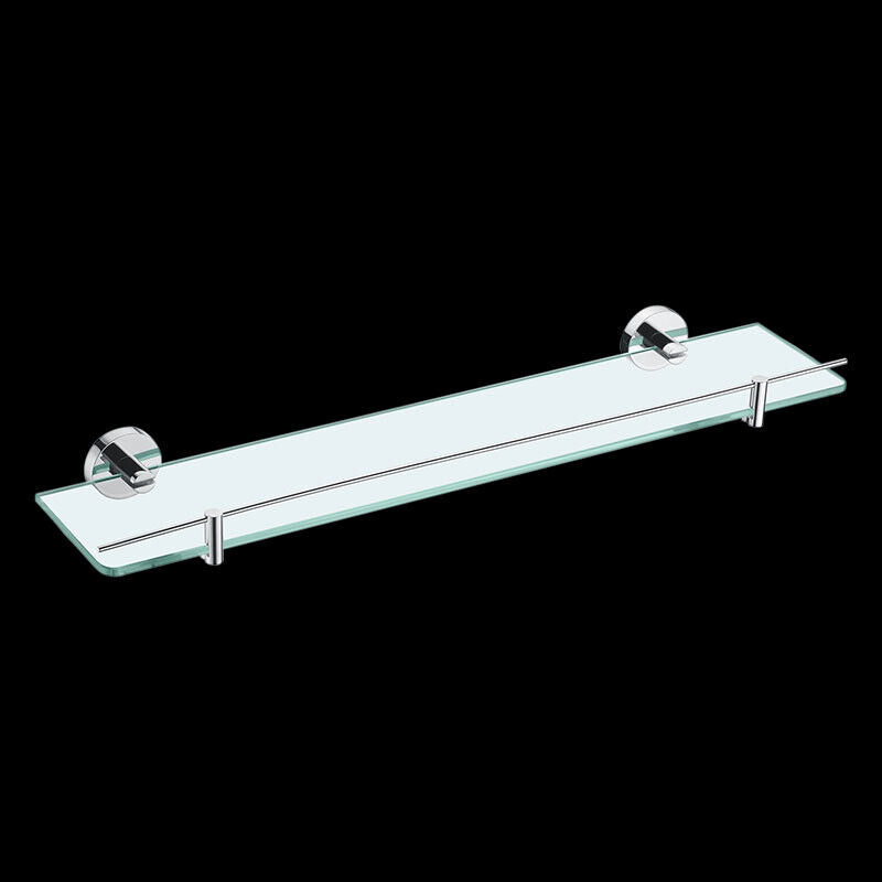 Bathroom Round 600mm Single Shower Glass Shelf Wall Mounted Brass Chrome