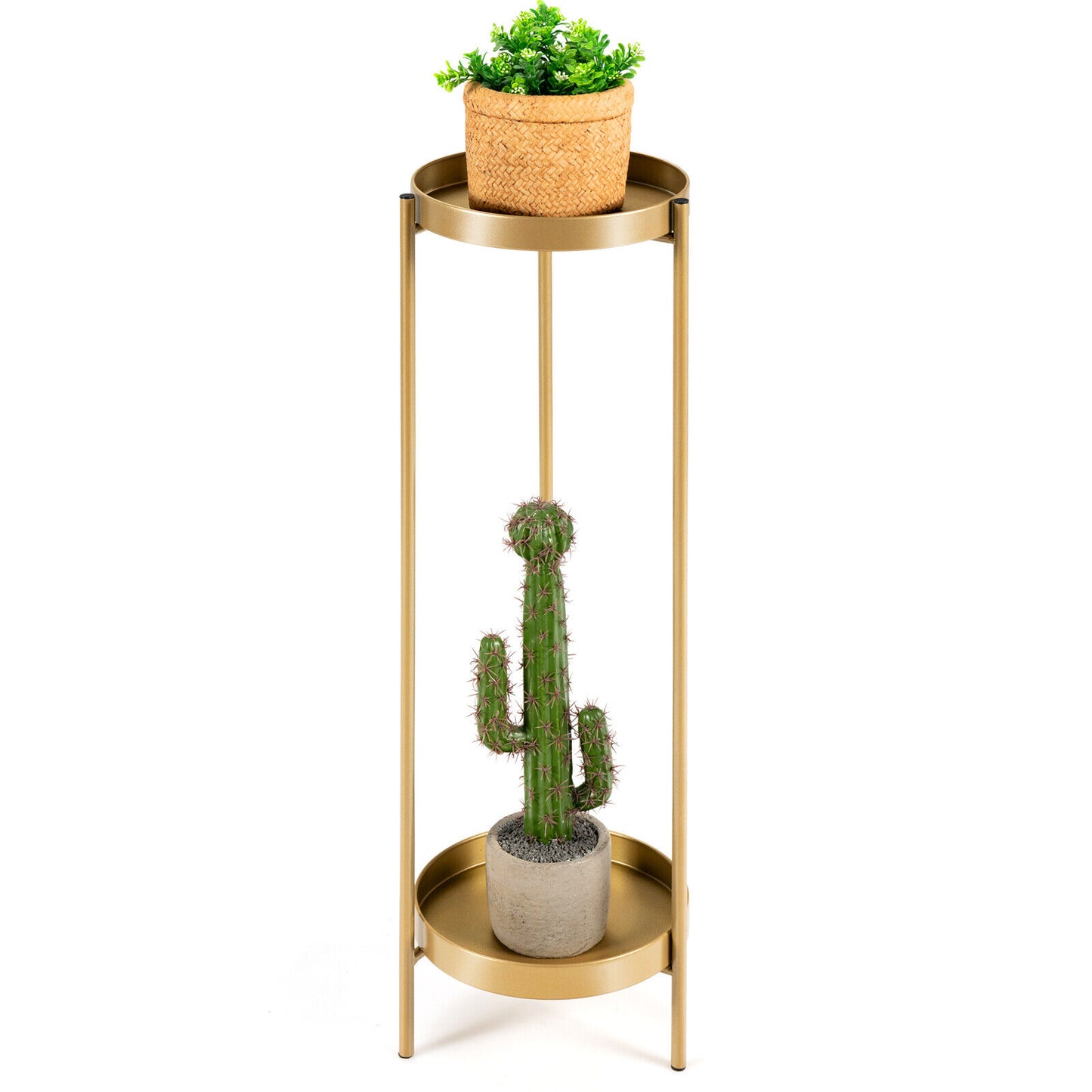 Giantex 2-Tier Metal Plant Stand Heavy Duty Flower Pot Base Easy Assembly