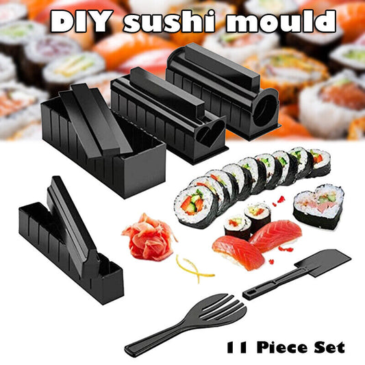 11Pcs Sushi Maker Equipment Kit Japanese Rice Ball Cake Roll Mold Sushi Mould