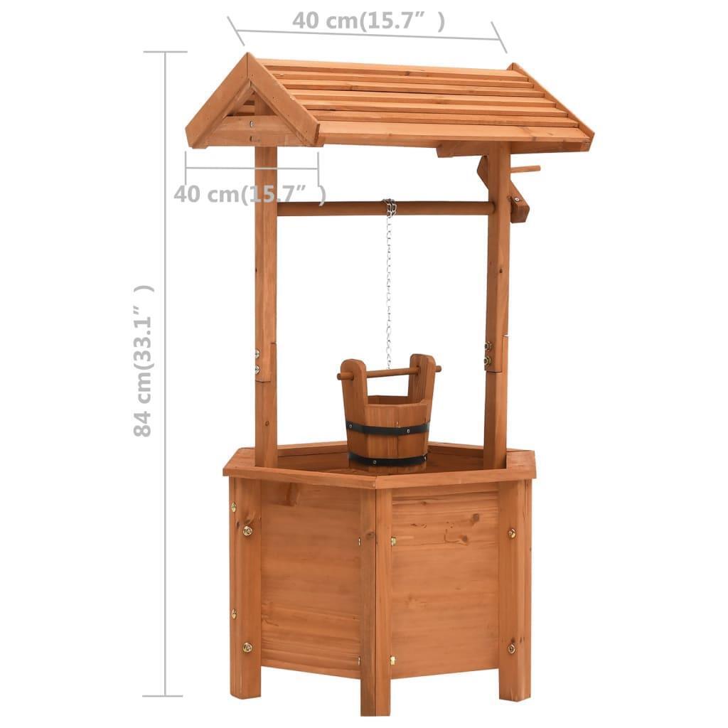 Wooden Wishing Well Garden Lawn Patio Deck Backyard Decor Flower Pot Planter