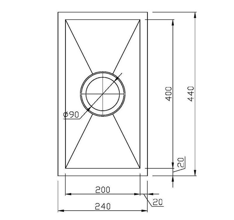 Handmade Undermount Topmount Kitchen 304 Sink Staineless Steel 240x440x190mm