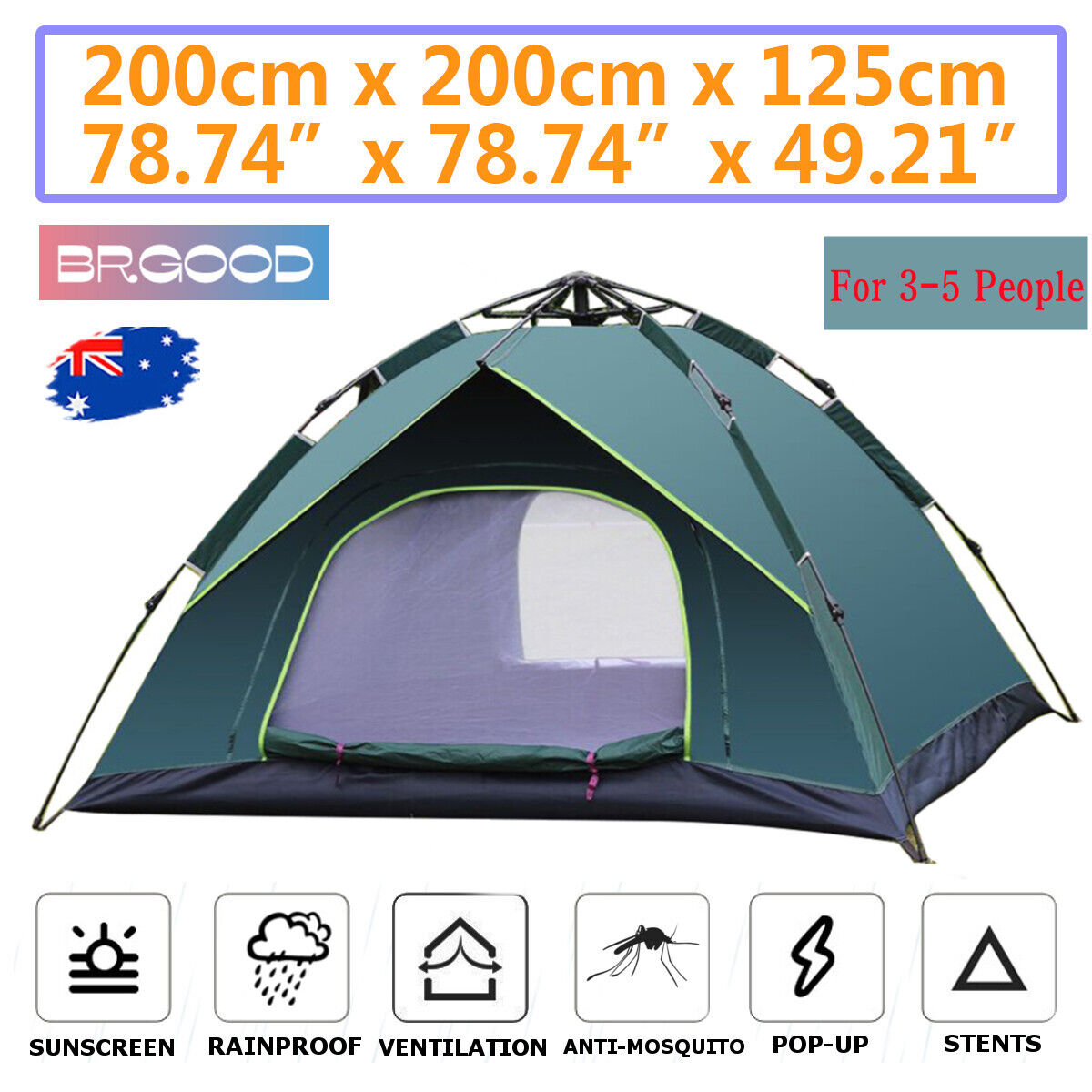 3-5 Persons UV Protection Automatic Pop Up Open Camping Tent Waterproof Outdoor