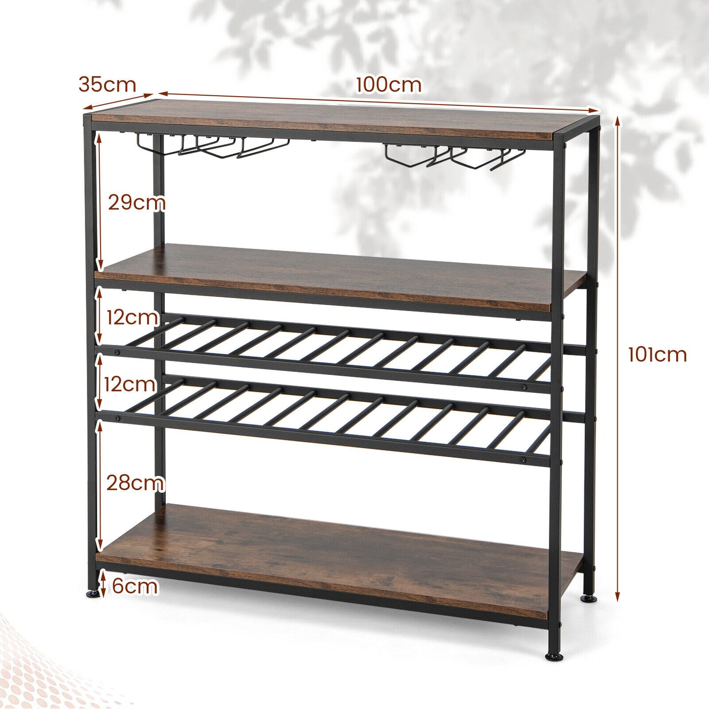 Giantex Freestanding Bar Cabinet w/ 2 Wine Racks, Spacious Top & Open Shelves