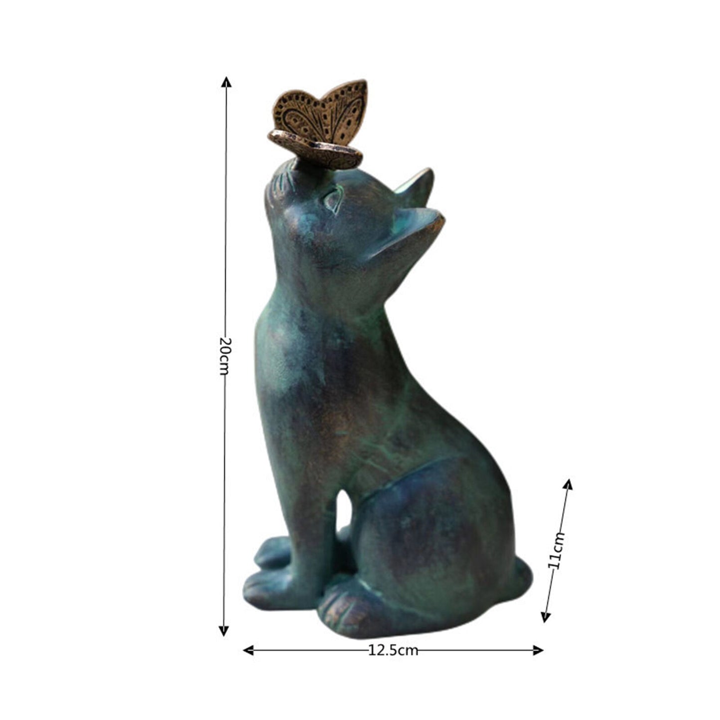 Curious Cat Statue With Butterfly Garden Lawn Sculpture Decor Outdoor Ornament