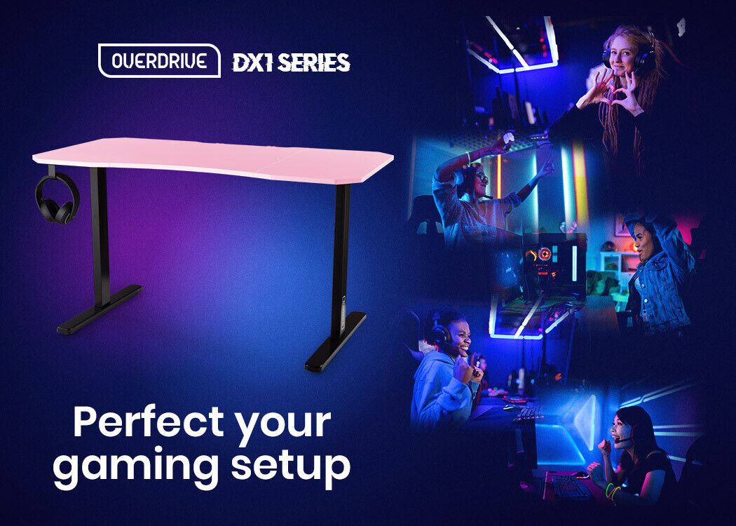 OVERDRIVE Gaming Desk 139cm PC Table Setup Computer Carbon