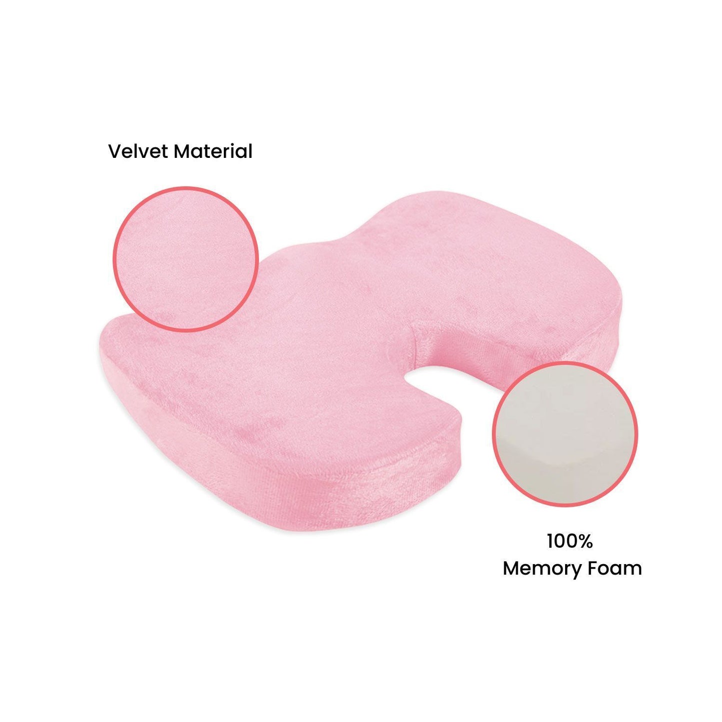 Soft Memory Foam Seat Coccyx Pain Relieving Chair Cushion Light Pink