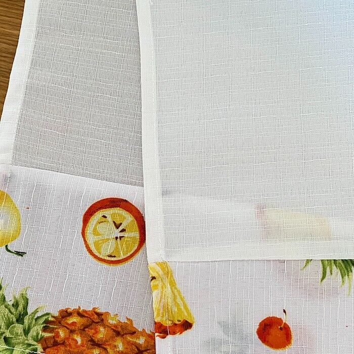 3 Piece Kitchen Cafe Curtain Fruit Print/Embroidered Kitchen Window Curtain Set