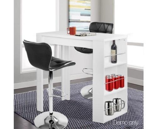 Kitchen / Breakfast Bar / Cocktail Table Desk w/ 3 Layer Storage Wine Shelf Rack